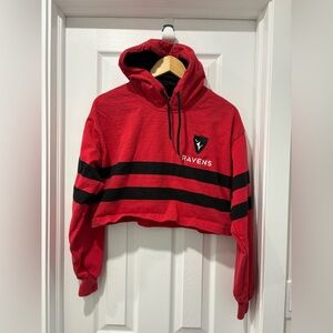 Women’s Carleton Ravens Cropped barbarian Rugby Shirt with Hoodie Small